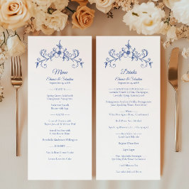 Menu Elegante Vintage Romance Blue Comida and Drin