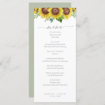 Elegante Watercolor Sunflower WedMenu