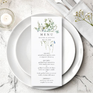 Menu Elegante Watercolor Wildflower WedMenu