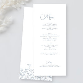 Menu Elegante Wildflower Floral Dusty Blue WedMenu