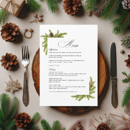 Menu Elegante Winter Pines Christmas Wedm