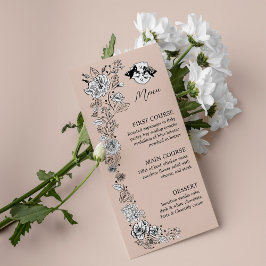 Menu Elegante Woodland Fox Floral Sketch Fairytale