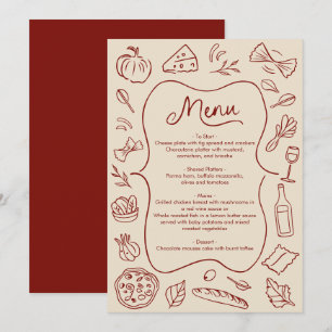 Menu em Estilo Italiano Desenhado à Mão Rústico Ve