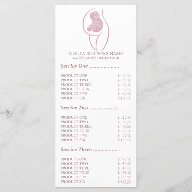 Menu Enfermeira de Gestação Doula Rosa (Frente)