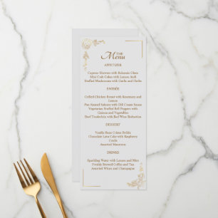 Menu Engraving Golden Floral Wedding
