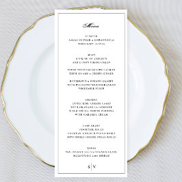 Menu Enquadrado | Elegante Monograma Casamento Branco