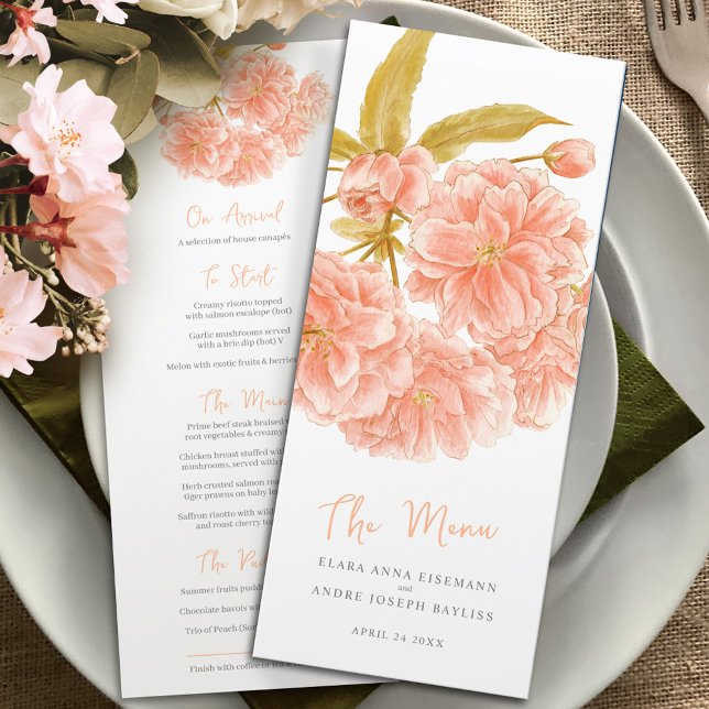 Menu Ensino de casamento de flores floridas duplas (Criador carregado)