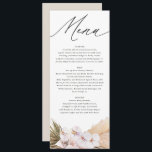 Menu Escrita botânica boêmica moderna da erva Pampas<br><div class="desc">Pampas,  moderno menu de casamento da escritura botânica boêmica. Um na moda elegante campo de casamento rústico moderno com folhagem de aquarela,  design floral. Parte de uma coleção maravilhosa.</div>