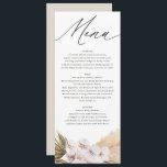 Menu Escrita botânica boêmica moderna da erva Pampas<br><div class="desc">Pampas,  moderno menu de casamento da escritura botânica boêmica. Um na moda elegante campo de casamento rústico moderno com folhagem de aquarela,  design floral. Parte de uma coleção maravilhosa.</div>
