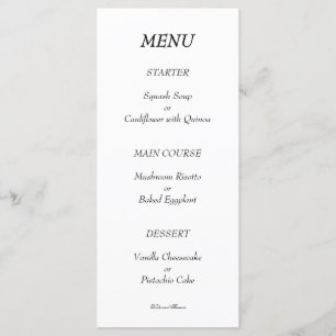 Menu Escuro e branco minimalistas em chic elegantes