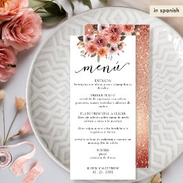 Menu Espanhol, Rosa, Dourado e Cor-de-Rosa Esbranquiçad