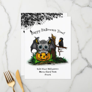 Menu Esperando o Halloween, Cute Bat e Raven