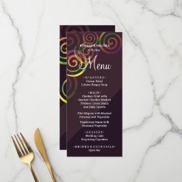 Menu Espirales de Arco-Íris Chic com Roxo Fundo