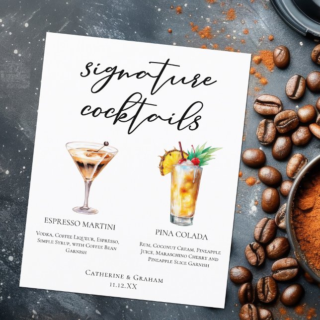 Menu Espresso Martini Pina Colada Cocktails (Criador carregado)