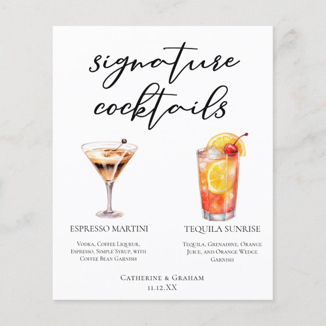 Menu Espresso Martini Tequila Sunrise (Frente)