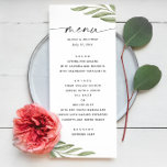 Menu Esquema de folhagem floral de aquarela<br><div class="desc">Menu de roteiro floral de aquarela para o casamento botânico de verão. Entre em contato comigo se precisar de itens adicionais.</div>