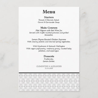 Menu Estilo Art Deco Preto e Branco Elegante