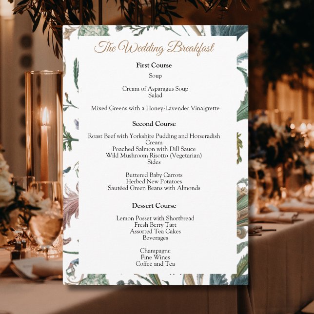 Menu Estilo de Regência Inglesa Floral Wedding (Criador carregado)