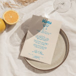Menu Estilo Francês Azul Moderno Desenho De Mão Retrô C<br><div class="desc">Um menu janto de casamento preto e branco,  cor retrógrado e moderno. Que apresenta modelo design de chic de fundo leitoso cremoso e tipografia escrita com a mão azul de Marselha. Com coquetéis desenhados à mão. Perfeito e compatível com toda a suíte.</div>