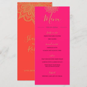 Menu Estilo Indiano Cor Dourada Cor Rosa Laranja Cor-de