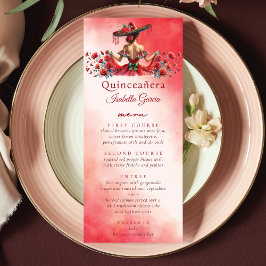 Menu Estilo mexicano Quinceañera Red