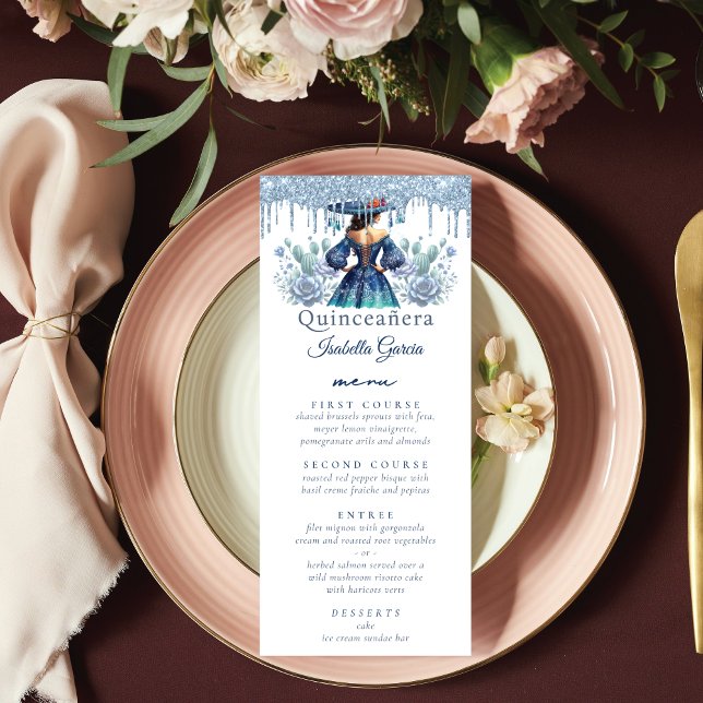 Menu Estilo mexicano Quinceañera Royal Blue (Criador carregado)