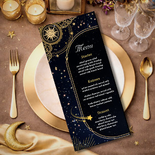 Menu Estrela cadente azul Casamento celestial do sol e
