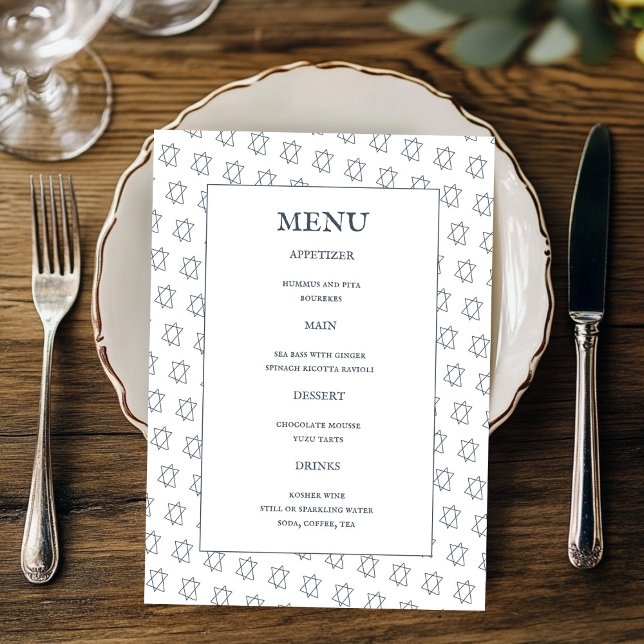 Menu Estrela de David B'nai Bat Bar Mitzvah Casamento J (Star of David B'nai Bat Bar Mitzvah Jewish Wedding CUSTOM Menu
)