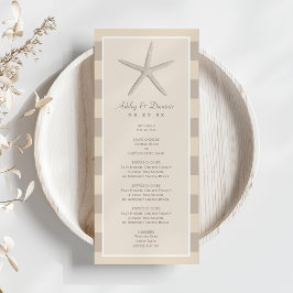 Menu Estrela-do-Mar Bege Neutra Jantar de Casamento na 