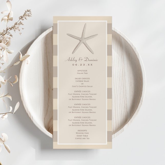 Menu Estrela-do-Mar Bege Neutra Jantar de Casamento na  (Criador carregado)