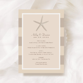 Menu Estrela-do-Mar Bege Neutro Jantar de Casamento na 