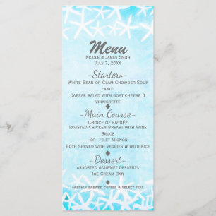 Menu Estrela do Mar Pintada Azul Aqua Casamento Tropica