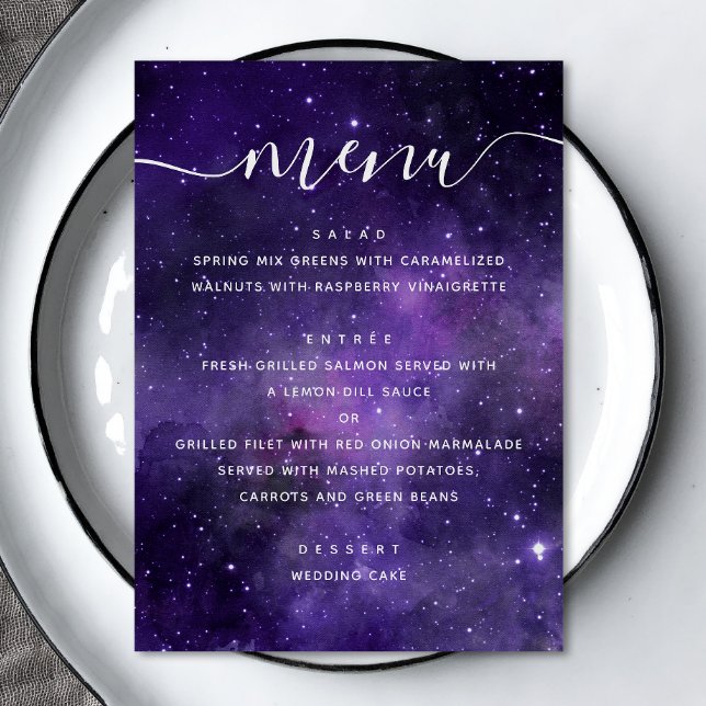 Menu Estrelas do Universo. Casamento de guião noturno r (Criador carregado)