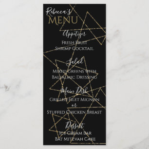 Menu Estrelas Douradas do BM Bat ou do Bar Mitzvah