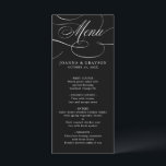 Menu Eterno de caligrafia moderna casamento branco pret<br><div class="desc">Um cardápio de casamento eterno e elegante com um roteiro de caligrafia refinado em um passado clássico,  perfeito para uma celebração formal e sofisticada de casamento. Para personalização ou outros produtos com este design,  por favor,  sinta-se à vontade para entrar em contato comigo.</div>