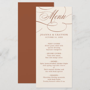 Menu Eterno de Caligrafia Moderna Terracotta Wedding