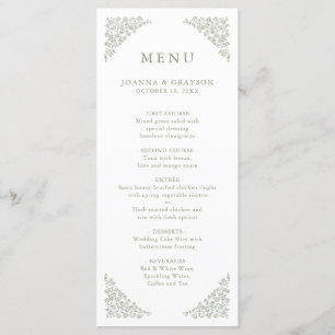 Menu Eterno Floral Simples Sage Casamento Verde