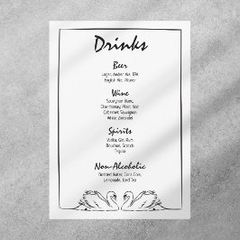 Menu Eterno Simples Desenhado Bar De Cisne Casamento