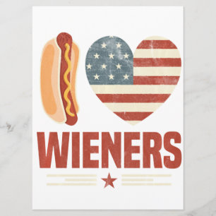 Menu Eu Adoro A Wieners Usa Flag Hot Dog Heart Barbeque