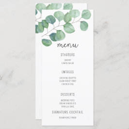 Menu Eucalipto em Aquarela - Cardápio de Casamento