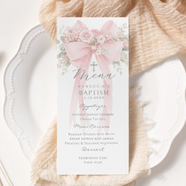 Menu Eucalipto Laço Rosa Batismo Elegante