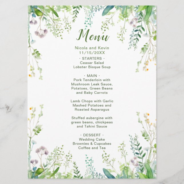 Menu Eucalyptus Greenery deixa casamento (Frente)