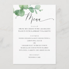 Menu Eucalyptus Greenery Garden Wedding. Elegant Script
