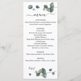 Menu Eucalyptus Greenery Wedding
