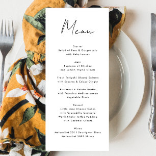 Menu Evento Branco Preto de Nomes Personalizados Modern