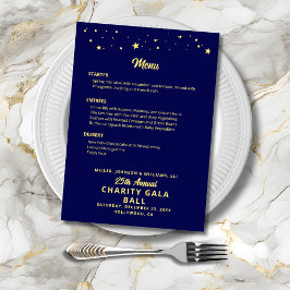 Menu Evento da Empresa Gala de Caridade Azul Dourado El