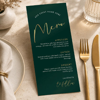 Menu Evento da Empresa Green & Gold Script Jantar Corpo