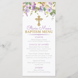 Menu Evento Personalizado de Batismo de Rapariga Púrpur