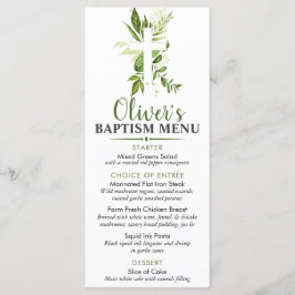 Menu Evento Personalizado de Batismo Rustic Greenery Cr