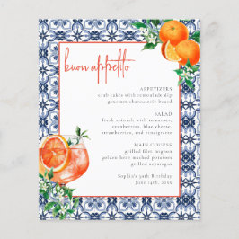 Menu Evento Watercolor Italiana Orange Aperol Spri